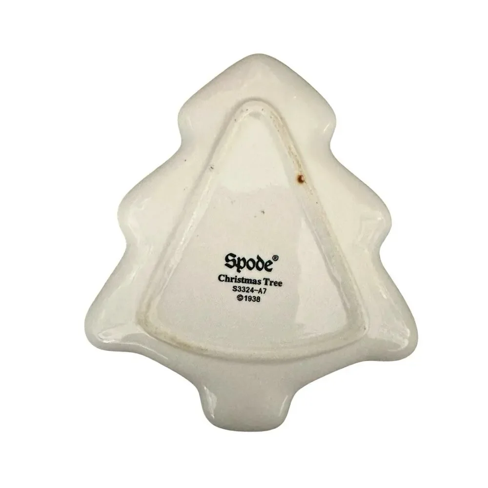 Spode Christmas Tree Shaped Candy Nut Dish Holiday Serving Bowl Spoon Rests New